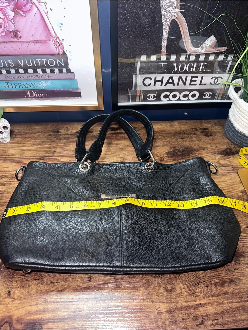 Longchamp Black Pebbled Leather Tote Bag - Picture 14 of 15
